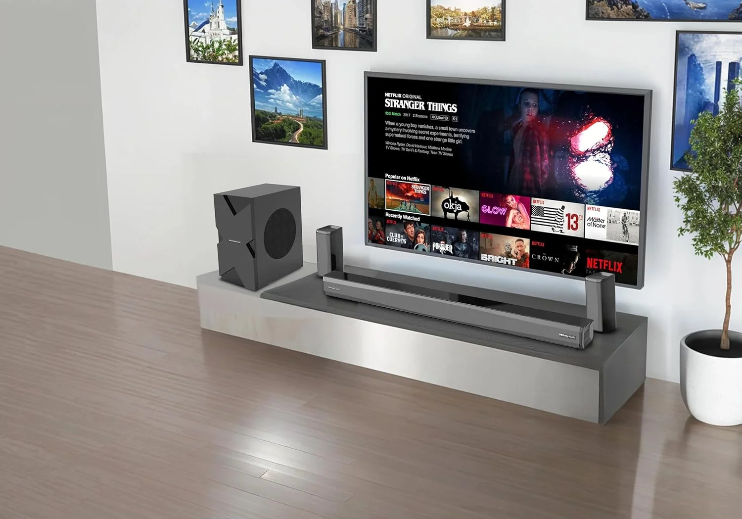 ساندبار سینمای خانگی 5.1 کاناله پاورولوژی با صدای دالبی به همراه ساب ووفر/صدای فراگیر بی سیم ساندبار سینمای خانگی 5.1 کاناله پاورولوژی با صدای دالبی به همراه ساب ووفر/صدای فراگیر بی سیم