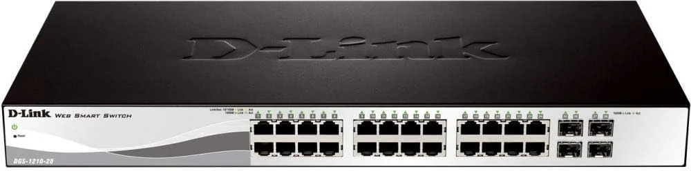 سوئیچ هوشمند گیگابیتی 28 پورت PoE دی-لینک DGS-1210-28 شامل 4 پورت گیگابیتی SFP