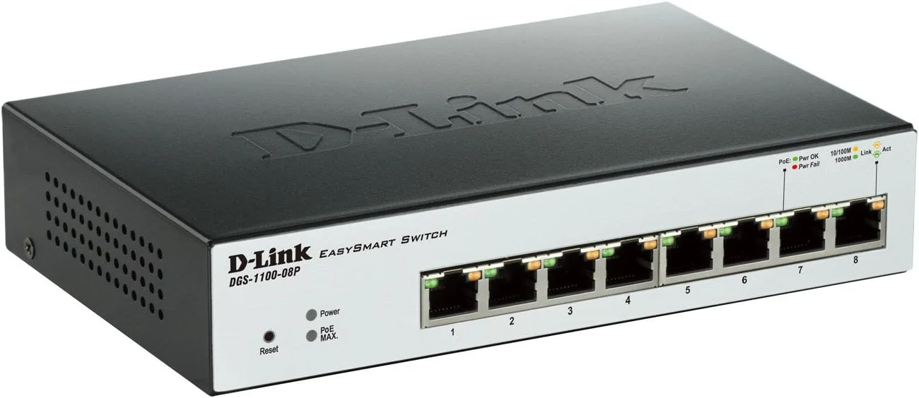 سوئیچ 8 پورت گیگابیتی اترنت PoE هوشمند آسان D-Link (DGS-1100-08P)