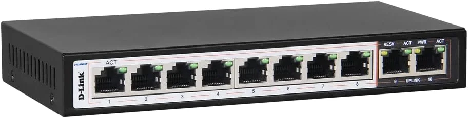 سوییچ غیر مدیریتی PoE دی-لینک 8+2 پورت | DES-F1010P-E سوییچ PoE با 8+2 پورت 100 مگابیت بر ثانیه و برد 250 متر سوییچ غیر مدیریتی PoE دی-لینک 8+2 پورت | DES-F1010P-E سوییچ PoE با 8+2 پورت 100 مگابیت بر ثانیه و برد 250 متر