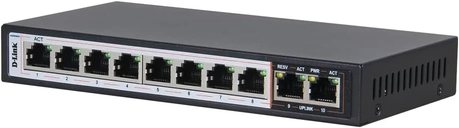 سوییچ غیر مدیریتی PoE دی-لینک 8+2 پورت | DES-F1010P-E سوییچ PoE با 8+2 پورت 100 مگابیت بر ثانیه و برد 250 متر سوییچ غیر مدیریتی PoE دی-لینک 8+2 پورت | DES-F1010P-E سوییچ PoE با 8+2 پورت 100 مگابیت بر ثانیه و برد 250 متر