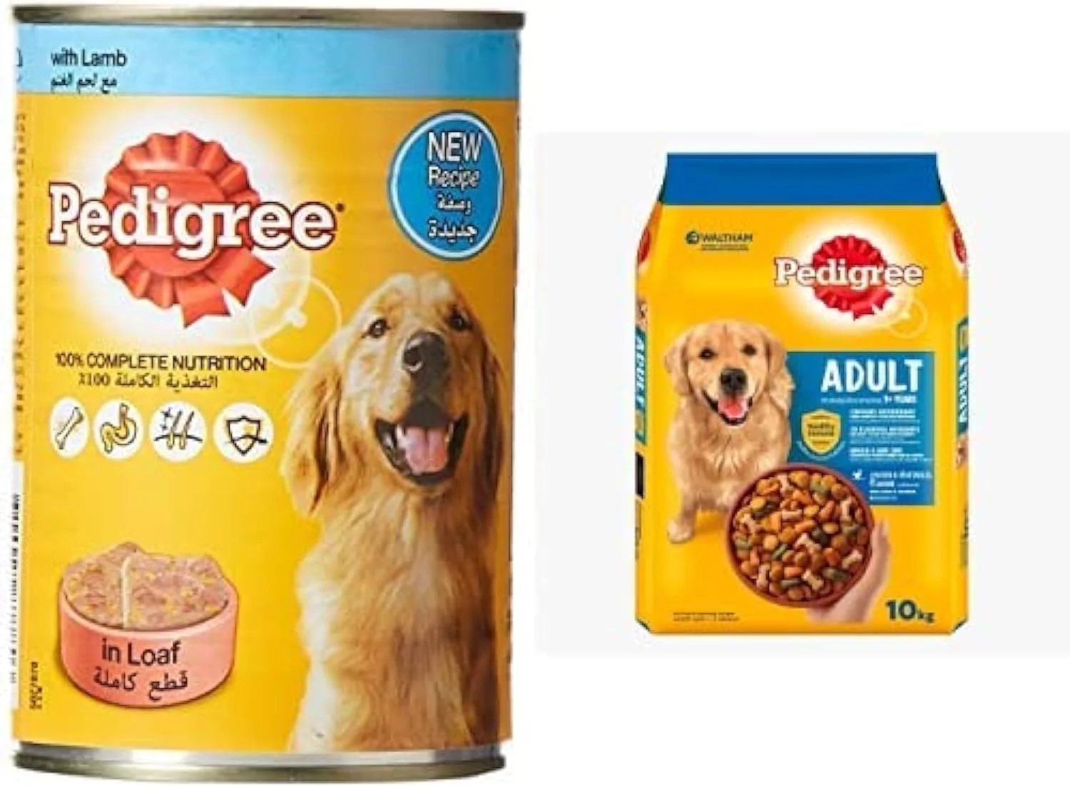 پدیگری غذای سگ بالغ طعم بره، کنسرو، 24 عدد 400 گرمی + پدیگری غذای خشک سگ بالغ طعم مرغ و سبزیجات، 10 کیلوگرم