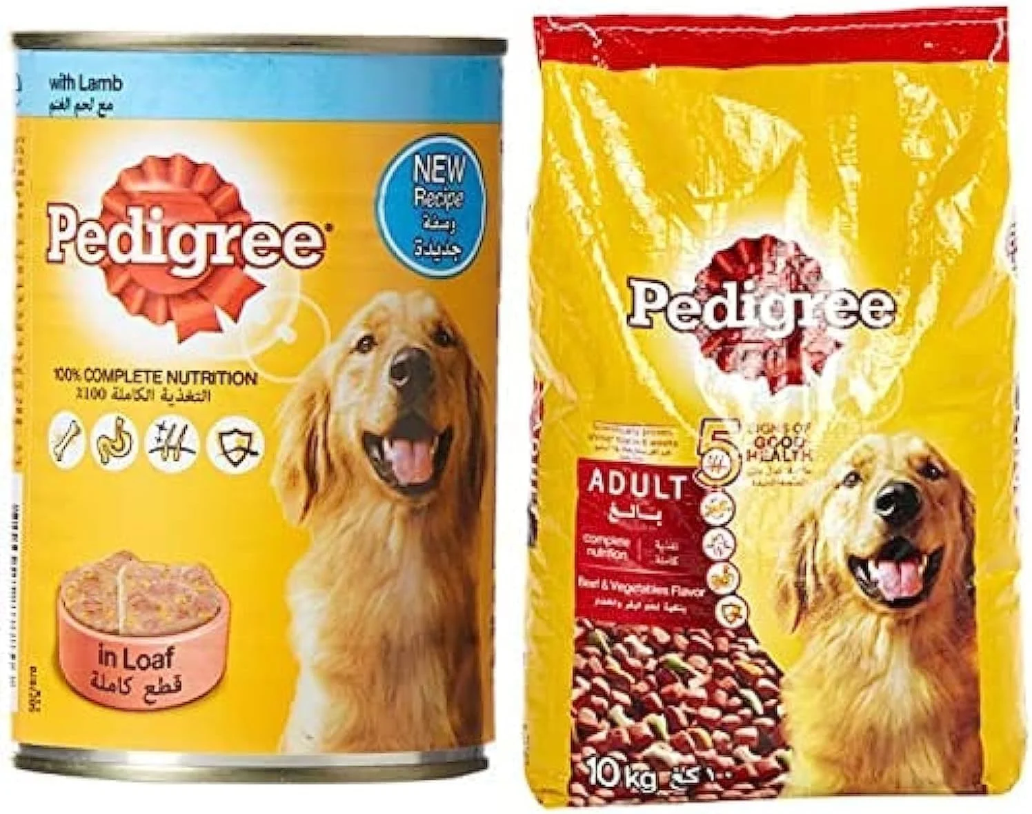 پدیگری غذای سگ بالغ با طعم بره، کنسرو، 24 عدد 400 گرمی + پدیگری غذای خشک سگ بالغ با طعم گوشت گاو و سبزیجات، 10 کیلوگرمی