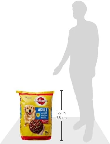 غذای خشک سگ پدیگری، طعم گوشت گاو و سبزیجات، 10 کیلوگرم، غذای خشک کامل و متعادل برای سگ های بالغ