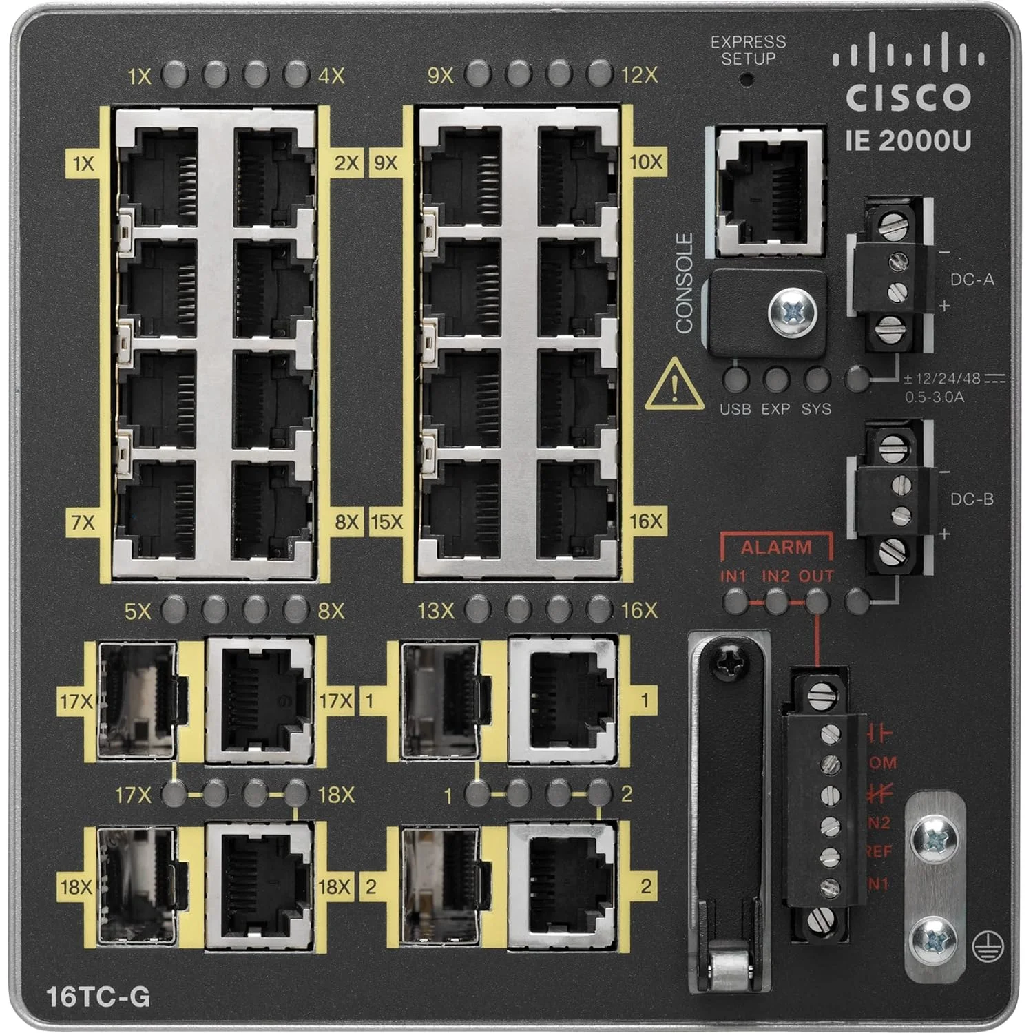 سوئیچ سیسکو IE-2000-16TC-G-E - سوئیچ شبکه مدیریتی، 20، 16، 20، 100BASE-T، 10GBASE-T، IEEE 802.3ab، IEEE 802.3u، IEEE 802.3X، IEEE 802.3z، 8000 ورودی، SFP) مشکی