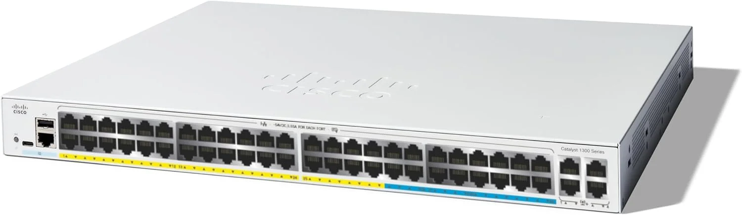سوییچ مدیریتی سیسکو کاتالیست 1300-48MGP-4X، دارای 32 پورت GE، 16 پورت 2.5GE، PoE و 4 پورت 10GE SFP+ (C1300-48MGP-4X)