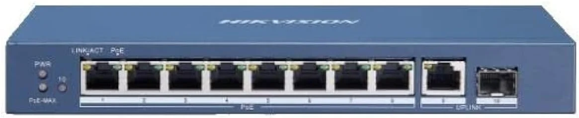 هاب سوئیچ 10 پورت هایک ویژن ~ 8 پورت گیگابیتی PoE ~ 1 پورت گیگابیتی RJ45 ~ 1 پورت SFP فیبر نوری - DS-3E0510P-E/M