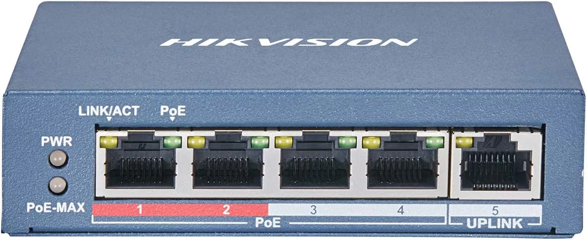 سوئیچ هایک ویژن DS-3E0105P-E/M(B)، دارای 4 پورت PoE 100M و 1 پورت اترنت 100M، پشتیبانی از منبع تغذیه PoE و حالت توسعه، ارسال با سرعت سیم و طراحی غیر مسدود کننده