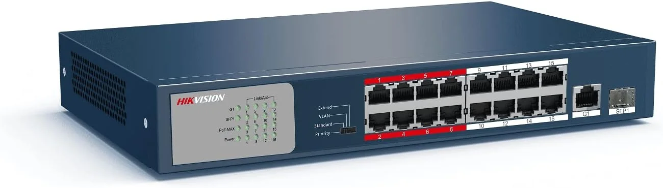 سوئیچ 16 پورت فست اترنت غیر مدیریتی POE هایک ویژن مدل DS-3E0318P-E/M(B) سازگار با JK Vision BNC سوئیچ 16 پورت فست اترنت غیر مدیریتی POE هایک ویژن مدل DS-3E0318P-E/M(B) سازگار با JK Vision BNC