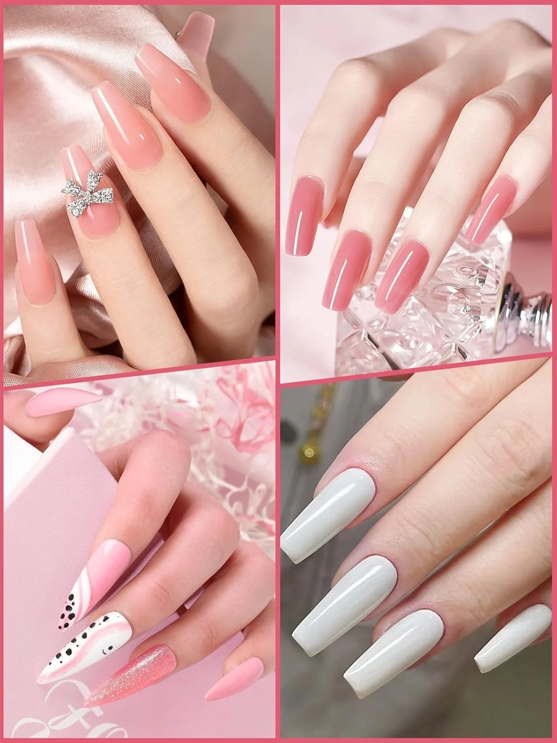 ژل بیلدر جامد کالولاری برای ناخن - کیت ژل سخت 6 رنگ برای ناخن، مجسمه سازی جامد صورتی سفید غیر چسبنده، اکستنشن مدلینگ با قالب سیلیکونی سه بعدی برای حکاکی روز مادر