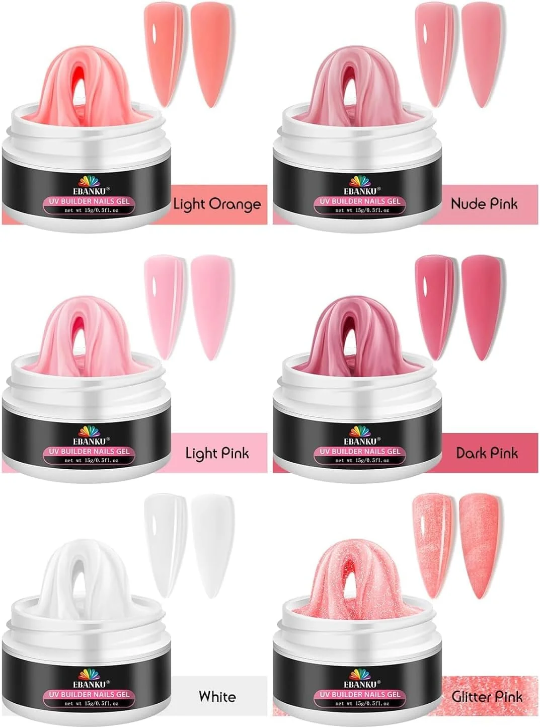 ژل بیلدر جامد کالولاری برای ناخن - کیت ژل سخت 6 رنگ برای ناخن، مجسمه سازی جامد صورتی سفید غیر چسبنده، اکستنشن مدلینگ با قالب سیلیکونی سه بعدی برای حکاکی روز مادر