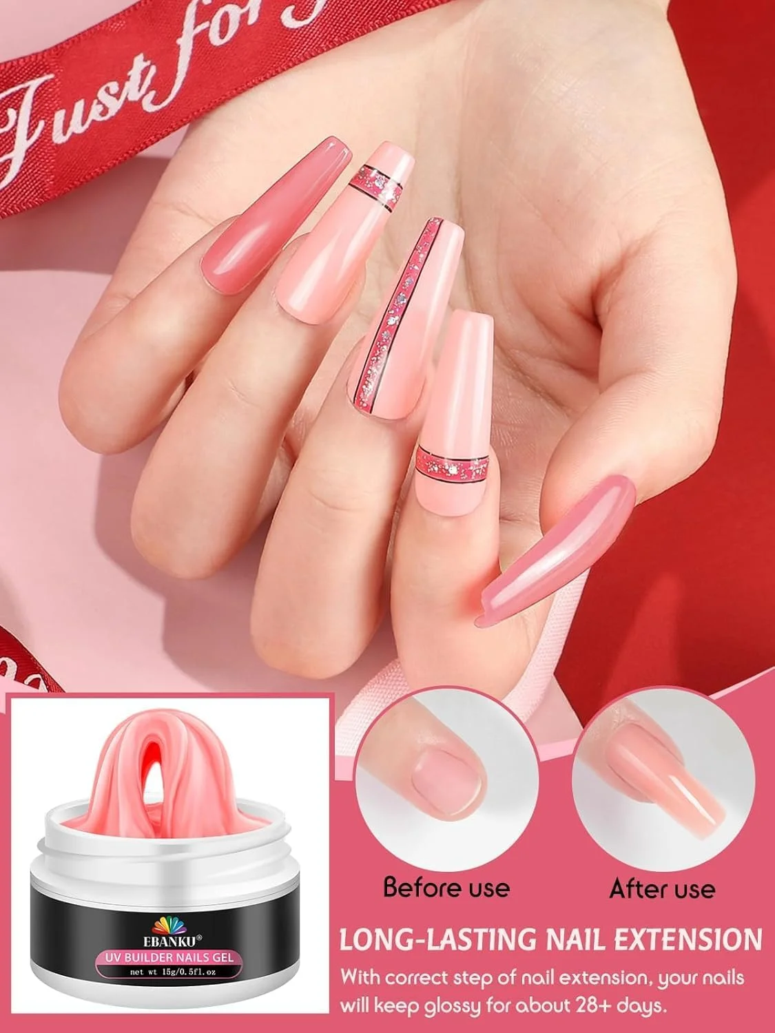 ژل بیلدر جامد کالولاری برای ناخن - کیت ژل سخت 6 رنگ برای ناخن، مجسمه سازی جامد صورتی سفید غیر چسبنده، اکستنشن مدلینگ با قالب سیلیکونی سه بعدی برای حکاکی روز مادر