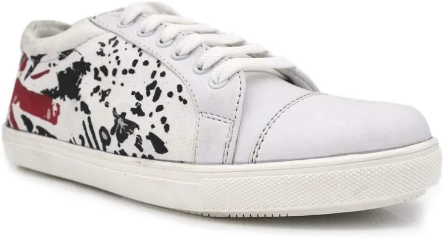 کفش کتانی مردانه YZBuyer مدل کلاسیک، شیک و راحت با طرح گرافیکی سفید و مشکی مناسب استفاده روزمره