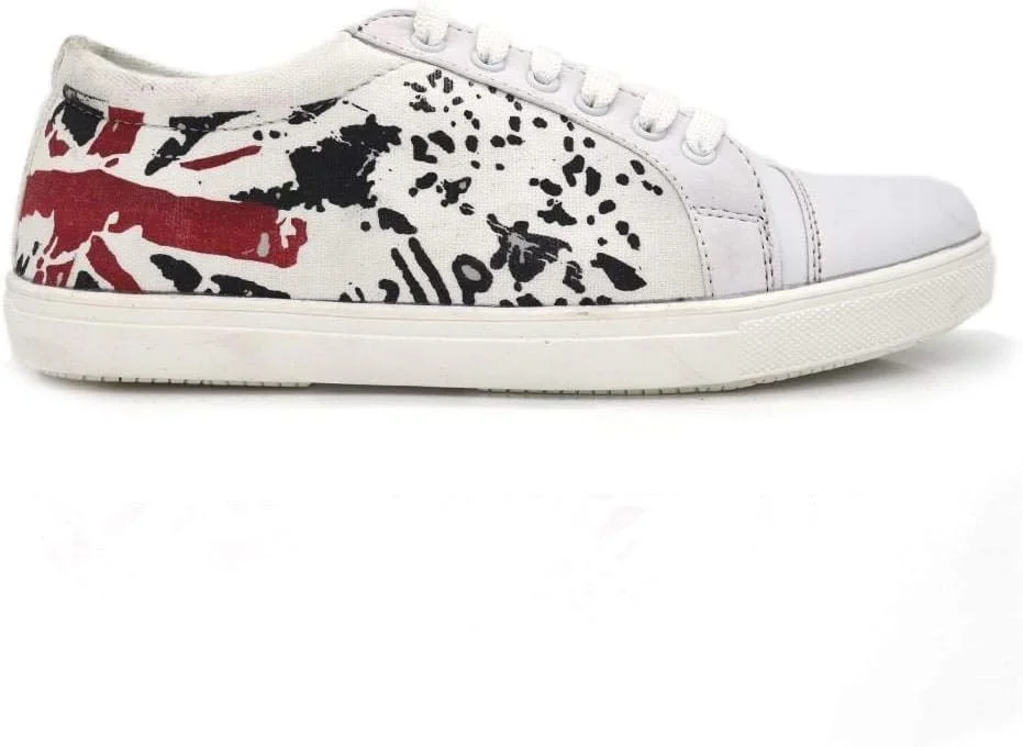 کفش کتانی مردانه YZBuyer مدل کلاسیک، شیک و راحت با طرح گرافیکی سفید و مشکی مناسب استفاده روزمره