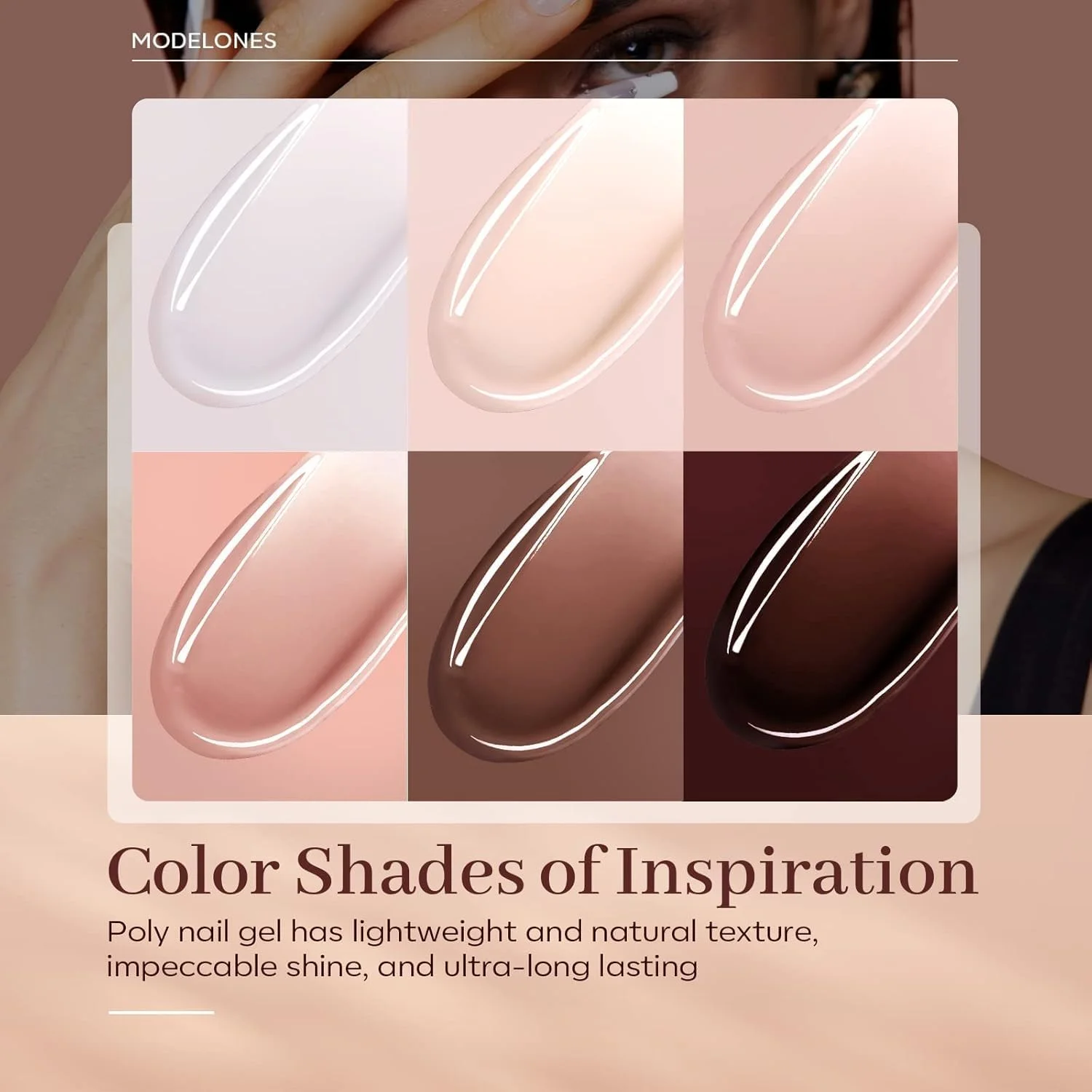 ژل پلی ناخن Modelones، مجموعه 6 رنگ رنگ پوست برهنه، صورتی، خنثی، قهوه ای، ست ژل اکستنشن پلی، ژل ناخن ساز، طراحی فرنچ مانیکور DIY، هنر ناخن، هدیه زیبایی سالن خانگی