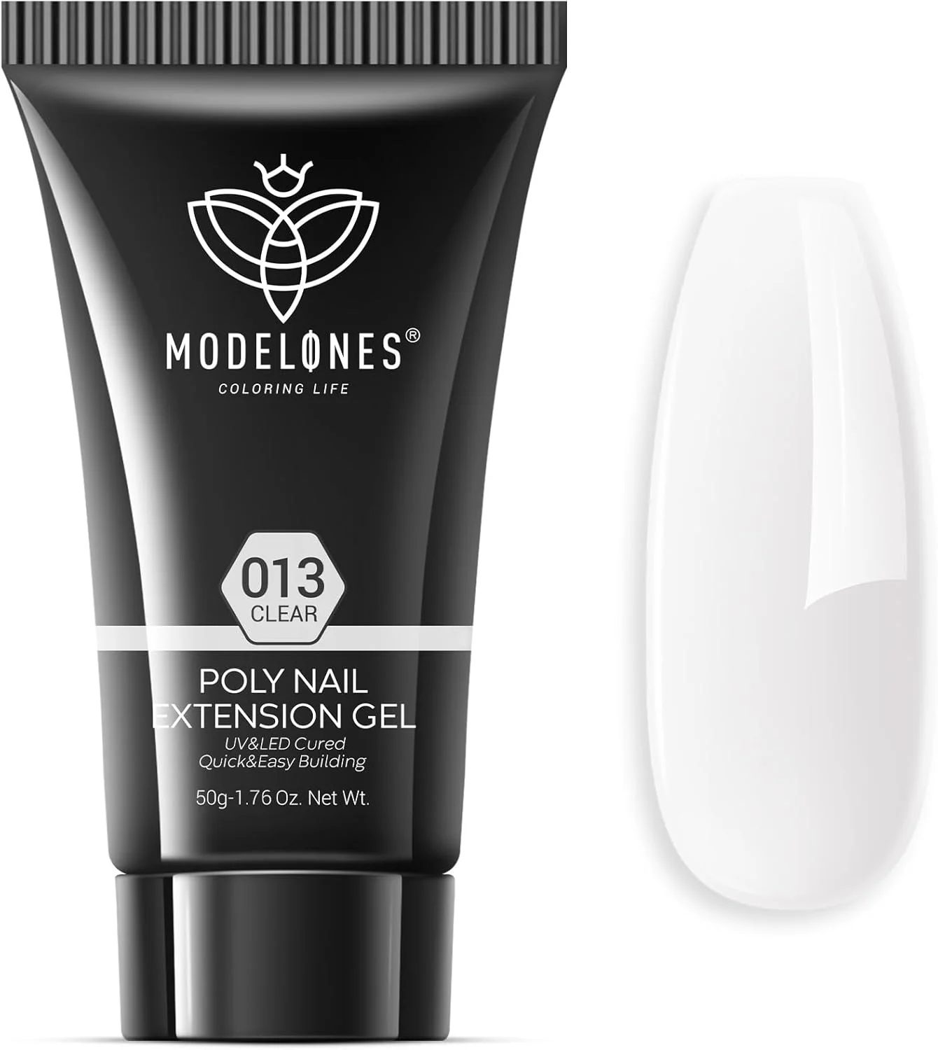 ژل پلی ناخن MODELONES، حجم 50 میلی لیتر، رنگ شفاف، ژل اکستنشن ناخن، تقویت کننده و ضخیم کننده، اکستنشن اکریلیک، ابزار حرفه ای برای تکنسین
