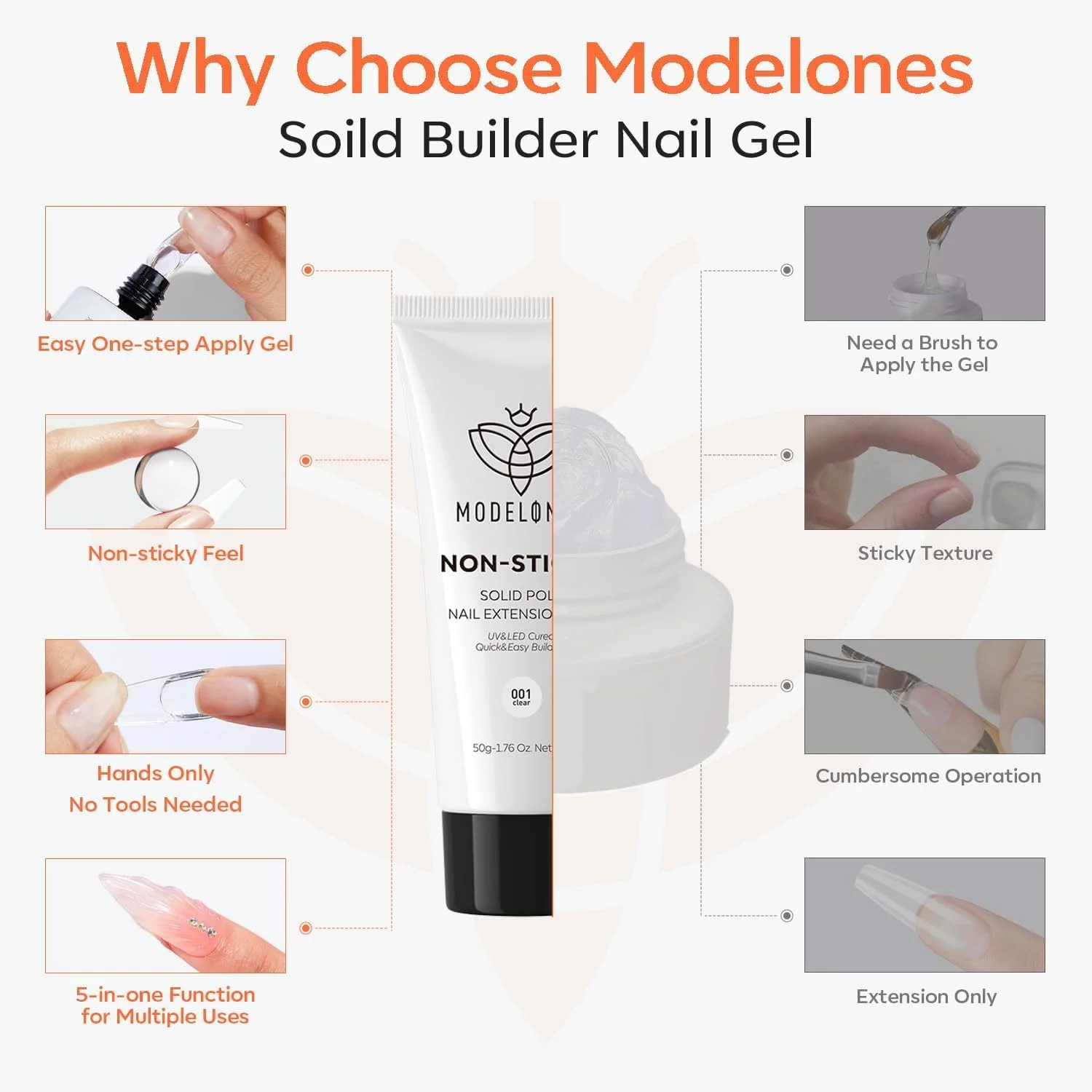 ژل بیلدر جامد مدلونز برای ناخن، ژل سخت پلی شفاف برای اکستنشن با استفاده غیر چسبنده، مجسمه سازی و قالب گیری هنر سه بعدی ارتقا یافته، مناسب برای مبتدیان 50 گرم ژل بیلدر جامد مدلونز برای ناخن، ژل سخت پلی شفاف برای اکستنشن با استفاده غیر چسبنده، مجسمه سازی و قالب گیری هنر سه بعدی ارتقا یافته، مناسب برای مبتدیان 50 گرم