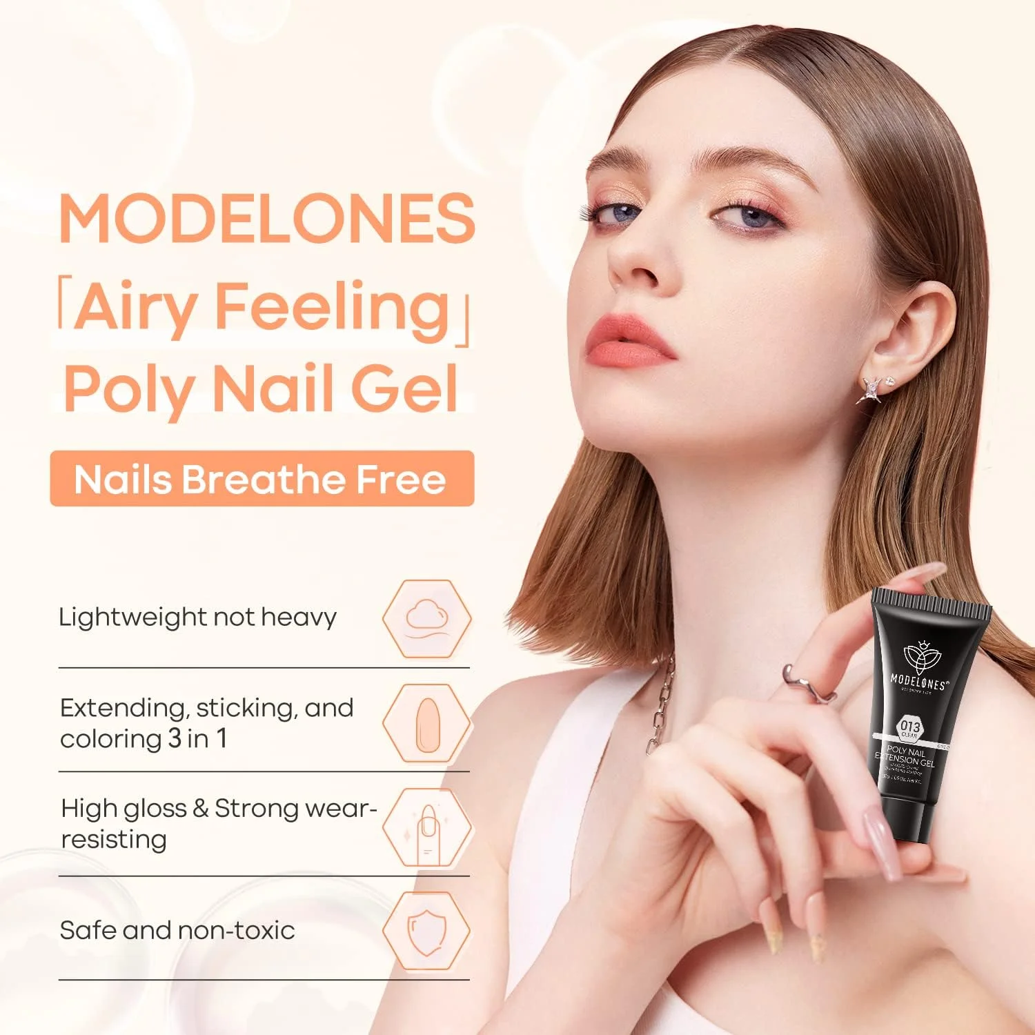 ژل پلی ناخن MODELONES، حجم 50 میلی لیتر، رنگ شفاف، ژل اکستنشن ناخن، تقویت کننده و ضخیم کننده، اکستنشن اکریلیک، ابزار حرفه ای برای تکنسین ژل پلی ناخن MODELONES، حجم 50 میلی لیتر، رنگ شفاف، ژل اکستنشن ناخن، تقویت کننده و ضخیم کننده، اکستنشن اکریلیک، ابزار حرفه ای برای تکنسین