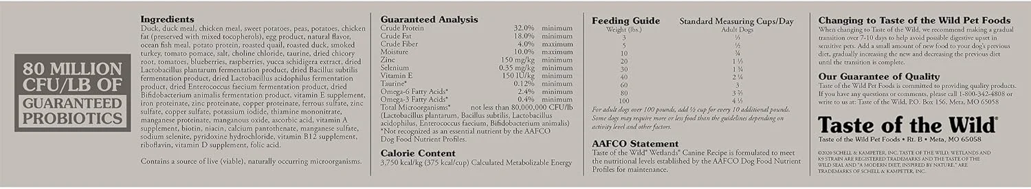 غذای خشک سگ با طعم مرغابی برشته تِیست آو دِ وایلد وتلندز (مناسب سگ بالغ) ۲ کیلوگرم