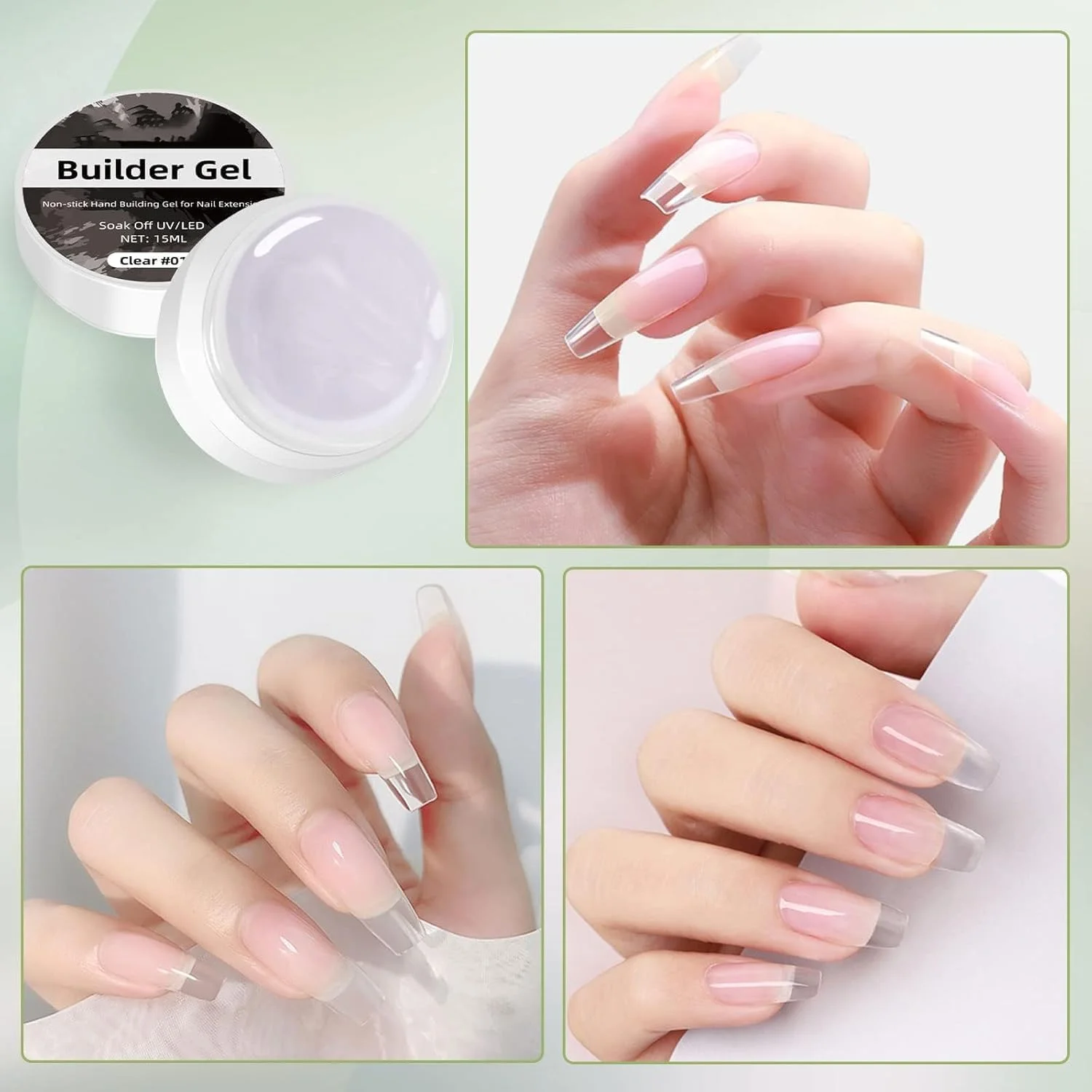 ژل بیلدر جامد برای ناخن، مجسمه سازی ناخن MAKINGTEC، ژل بیلدر جامد غیر چسبنده، ژل های اکستنشن سخت ارتقا یافته، ژل های مجسمه سازی سه بعدی برای طراحی ناخن سالن هنر ناخن (شفاف)