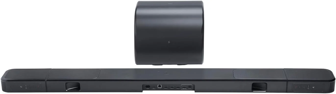 ساندبار 11.1.4 کاناله JBL BAR 1300MK2 با بلندگوهای فراگیر بی سیم جداشدنی، Dolby Atmos® & DTS:X، حداکثر توان 2470 وات، ساب ووفر 8 اینچی دو درایور، بلوتوث و Wi-Fi، HDMI eARC