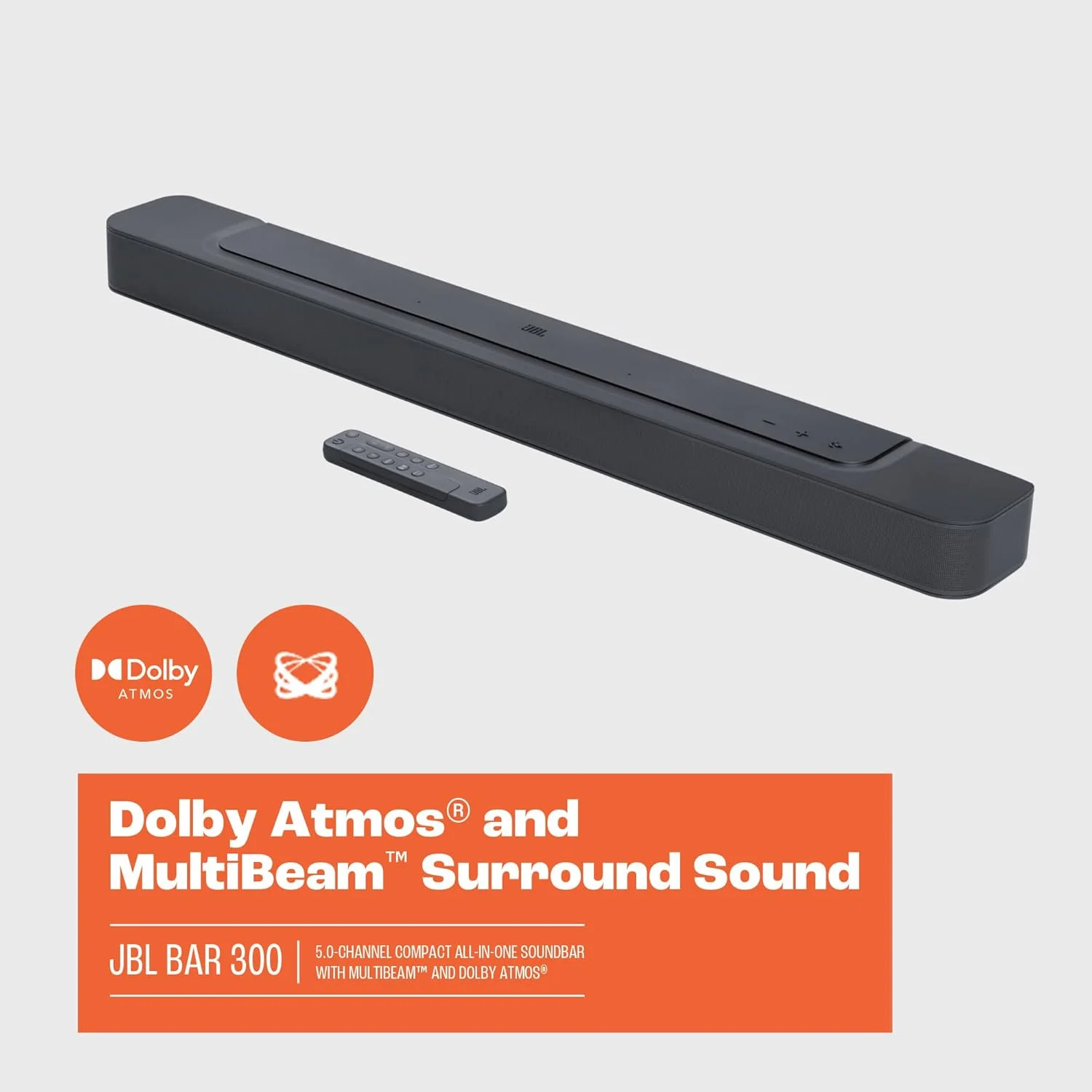 جی بی ال Bar 300: ساندبار جمع و جور 5.0 کاناله همه کاره با MultiBeam و Dolby Atmos، مشکی