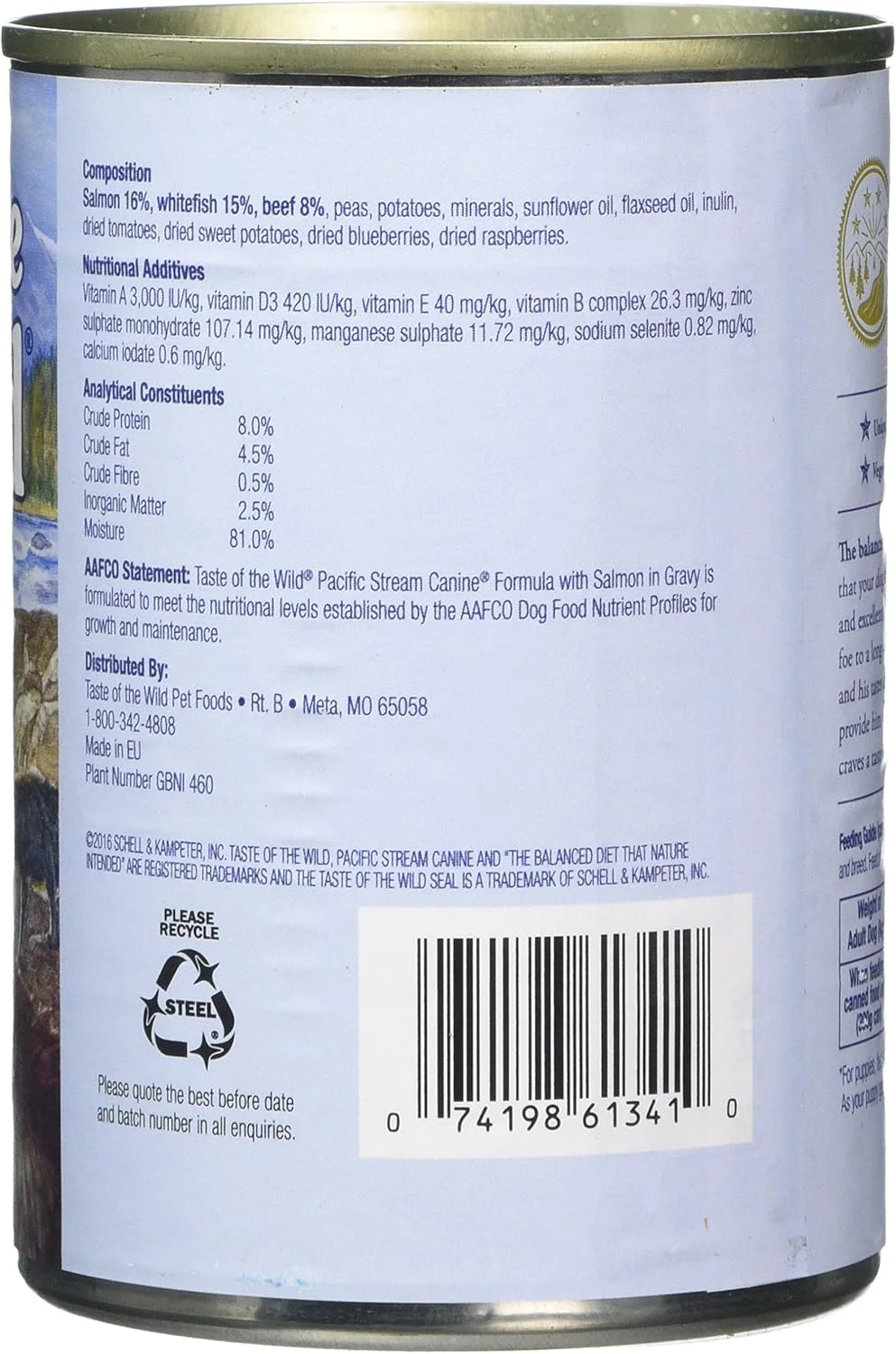 غذای سگ با طعم ماهی سالمون دودی Taste of The Wild Pacific Stream، 390 گرم