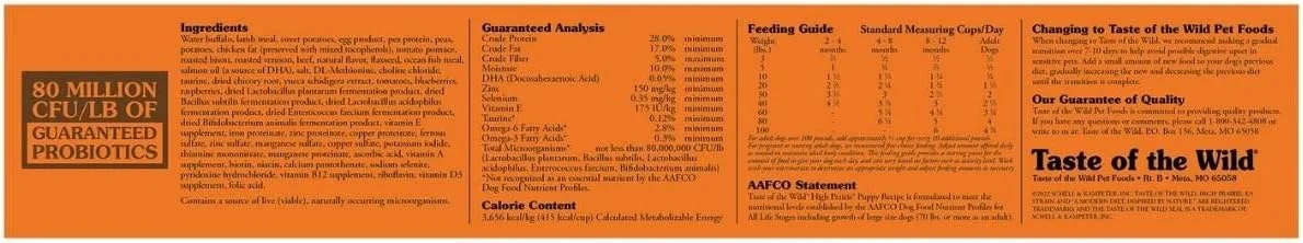 غذای خشک سگ با طعم گوزن و بوفالو Taste of the Wild High Prairie Puppy Recipe وزن ۲ کیلوگرم
