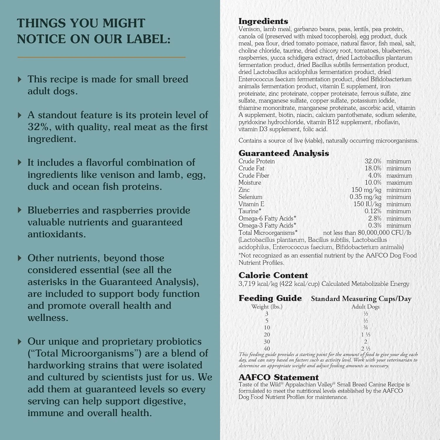 غذای خشک سگ نژاد کوچک Taste of the Wild Appalachian Valley بدون غلات با پروتئین بالا، با گوشت گوزن و نخود، 12.7 کیلوگرم