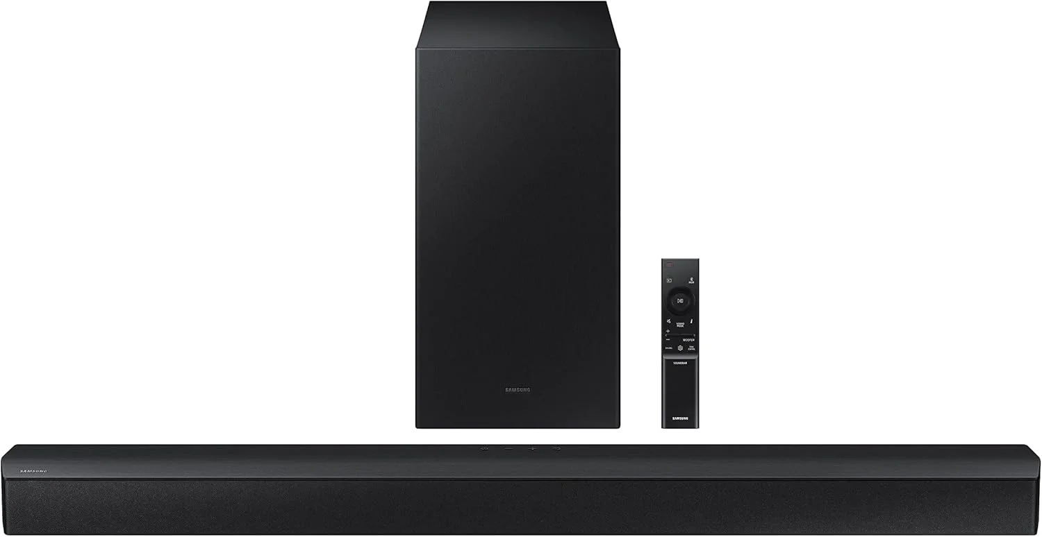 ساندبار بی‌سیم 2.1 کاناله سامسونگ با Dolby Audio/DTS 2.0 و ساب ووفر داخلی و اتصال بلوتوث - مدل HW-B450/ZN
