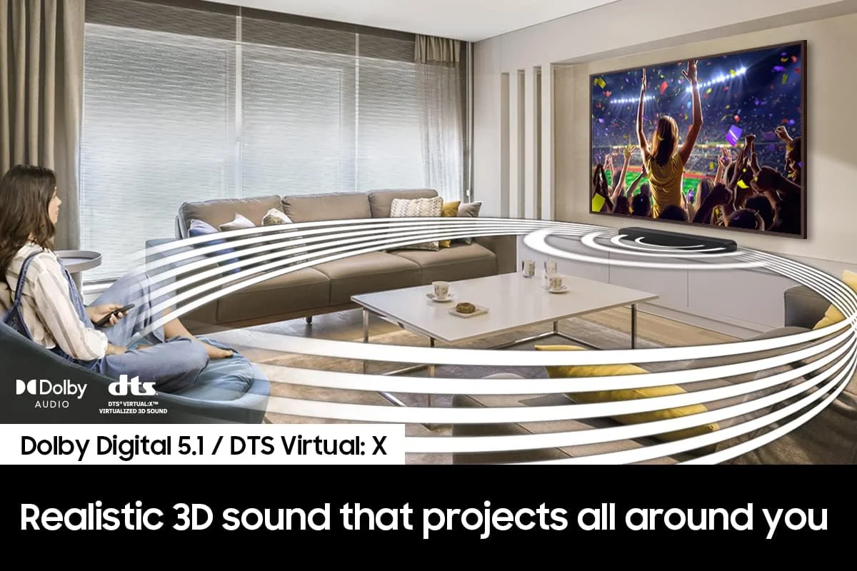 ساندبار بی سیم 3.0 کاناله SAMSUNG با Dolby Digital/DTS Virtual:X، اتصال بلوتوث، مشکی - HW-S50B - نسخه بین المللی 2022 ساندبار بی سیم 3.0 کاناله SAMSUNG با Dolby Digital/DTS Virtual:X، اتصال بلوتوث، مشکی - HW-S50B - نسخه بین المللی 2022