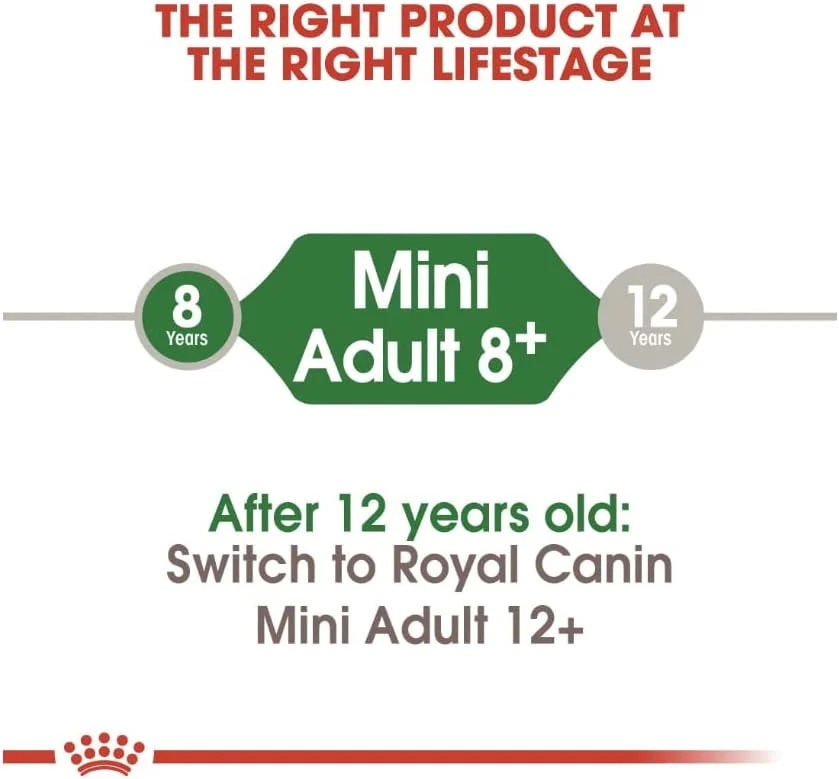 غذای خشک سگ بالغ نژاد کوچک بالای 8 سال رویال کنین مدل مینی ادالت 8+ وزن 2 کیلوگرم