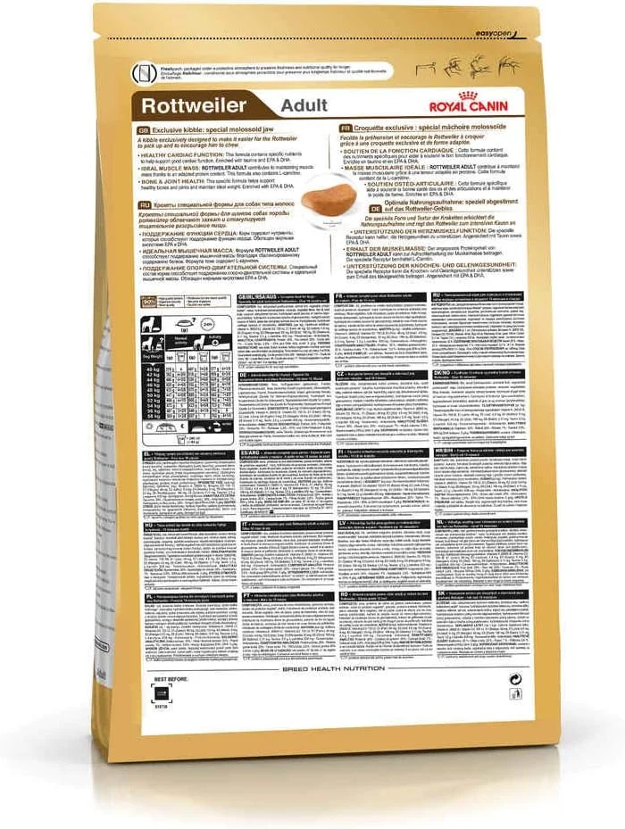 غذای خشک سگ بالغ نژاد روتوایلر رویال کنین Bhn، ۱۲ کیلوگرم، چند رنگ، 02Rcr12، تغذیه سلامت نژاد