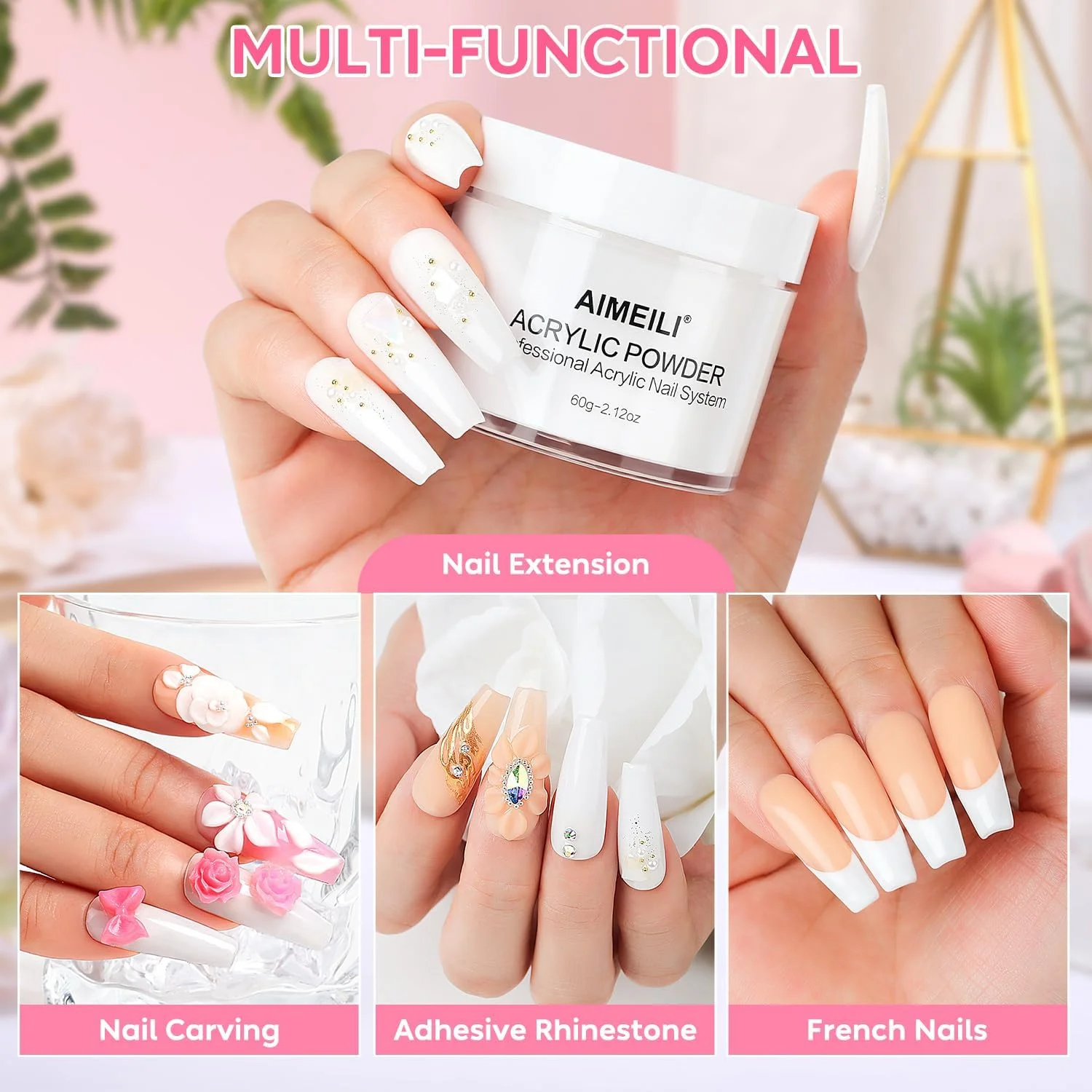 پودر اکریلیک آیمیلی 6۰ گرمی، پودر اکریلیک سفید، بدون نیاز به لامپ UV، پودر اکریلیک ناخن شفاف پودر اکریلیک آیمیلی 6۰ گرمی، پودر اکریلیک سفید، بدون نیاز به لامپ UV، پودر اکریلیک ناخن شفاف