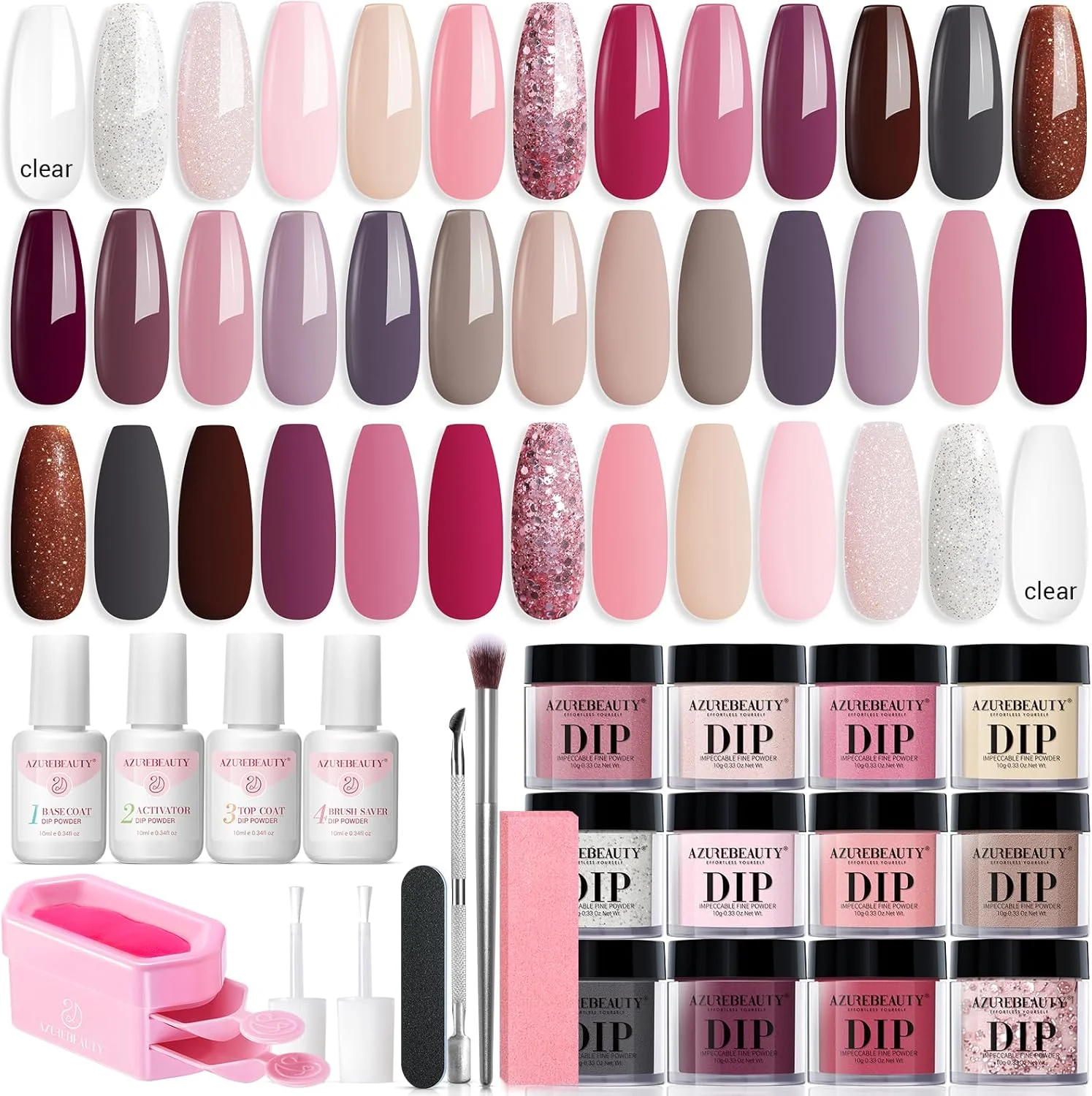 ست لاک پودری ناخن 31 تکه AZUREBEAUTY، شامل 20 رنگ پودر دیپ، رنگ های روشن، صورتی کالباسی، قهوه ای، اکلیلی مناسب تمام فصول، ست مایع پودر آغشته کننده اکریلیک به همراه تاپ کت/بیس کت و فعال کننده برای طراحی ناخن فرانسوی، مناسب هدیه و استفاده در سالن های آرایشی ست لاک پودری ناخن 31 تکه AZUREBEAUTY، شامل 20 رنگ پودر دیپ، رنگ های روشن، صورتی کالباسی، قهوه ای، اکلیلی مناسب تمام فصول، ست مایع پودر آغشته کننده اکریلیک به همراه تاپ کت/بیس کت و فعال کننده برای طراحی ناخن فرانسوی، مناسب هدیه و استفاده در سالن های آرایشی