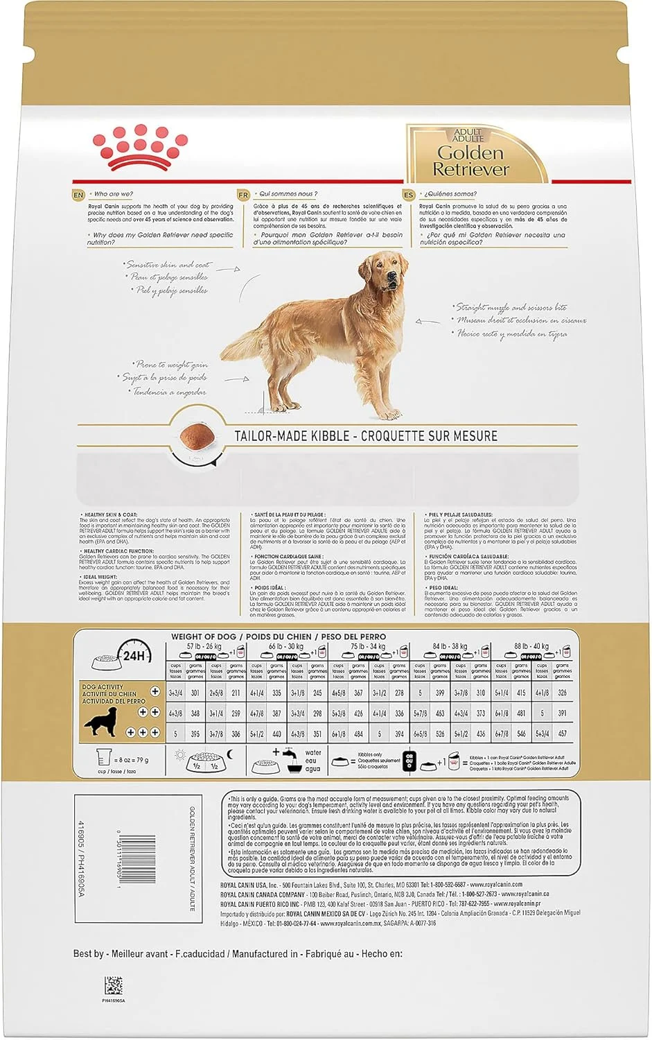 غذای خشک سگ بالغ نژاد گلدن رتریور رویال کنین، کیسه 30 پوندی