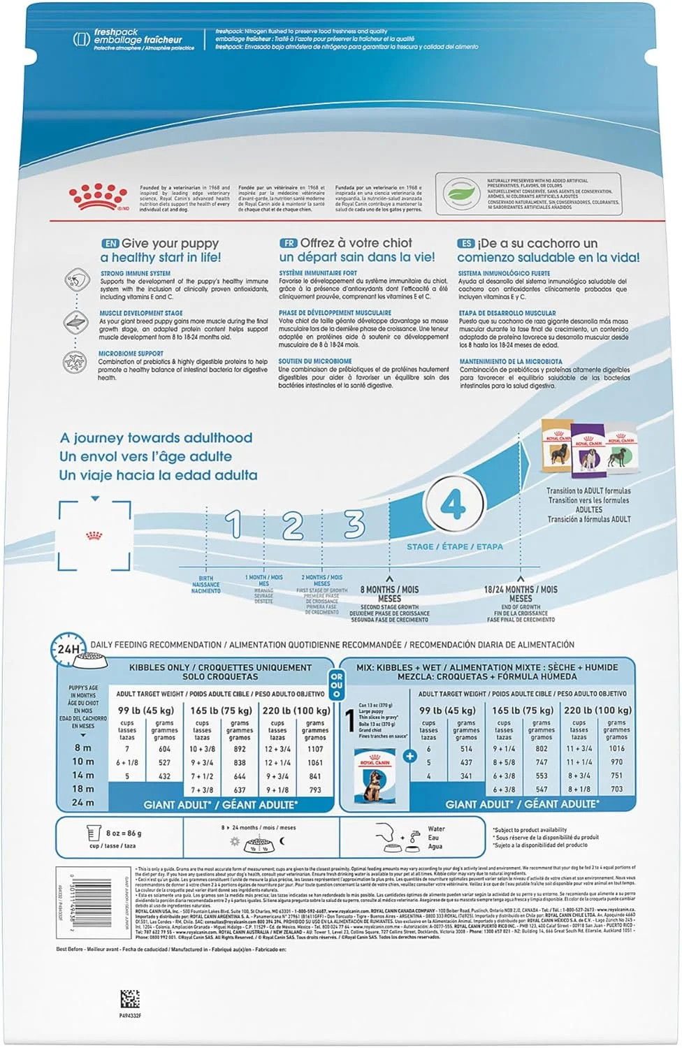 غذای خشک سگ رویال کنین جاینت جونیور برای توله سگ نژاد بزرگ، کیسه 30 پوندی