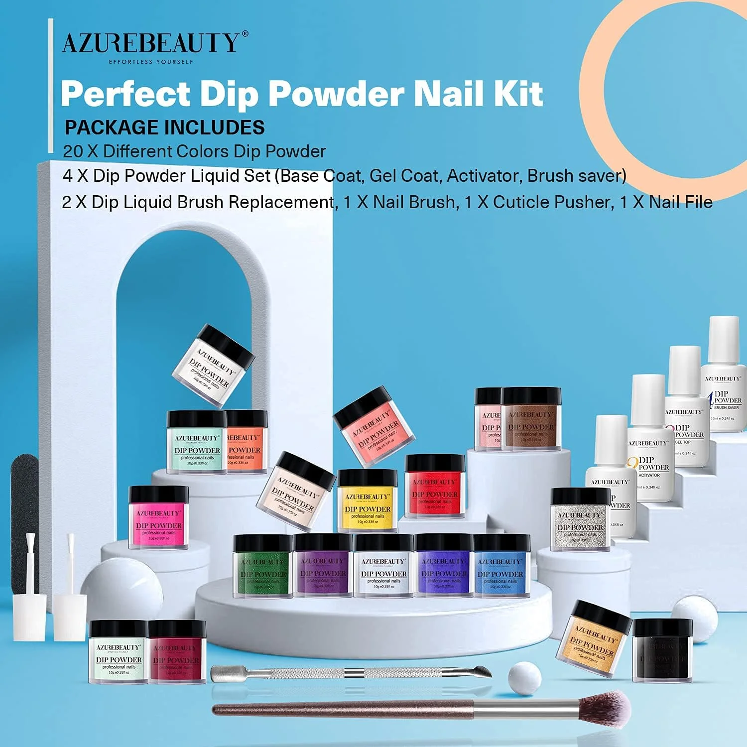 ست آغازگر پودر دیپ ناخن 20 رنگ AZUREBEAUTY، ست مایع ضروری سیستم پودر آکریلیک دیپینگ با بیس/تاپ کت، فعال کننده و محافظ برس برای مانیکور و اکستنشن ناخن فرانسوی، مناسب مبتدیان و استفاده در سالن ست آغازگر پودر دیپ ناخن 20 رنگ AZUREBEAUTY، ست مایع ضروری سیستم پودر آکریلیک دیپینگ با بیس/تاپ کت، فعال کننده و محافظ برس برای مانیکور و اکستنشن ناخن فرانسوی، مناسب مبتدیان و استفاده در سالن