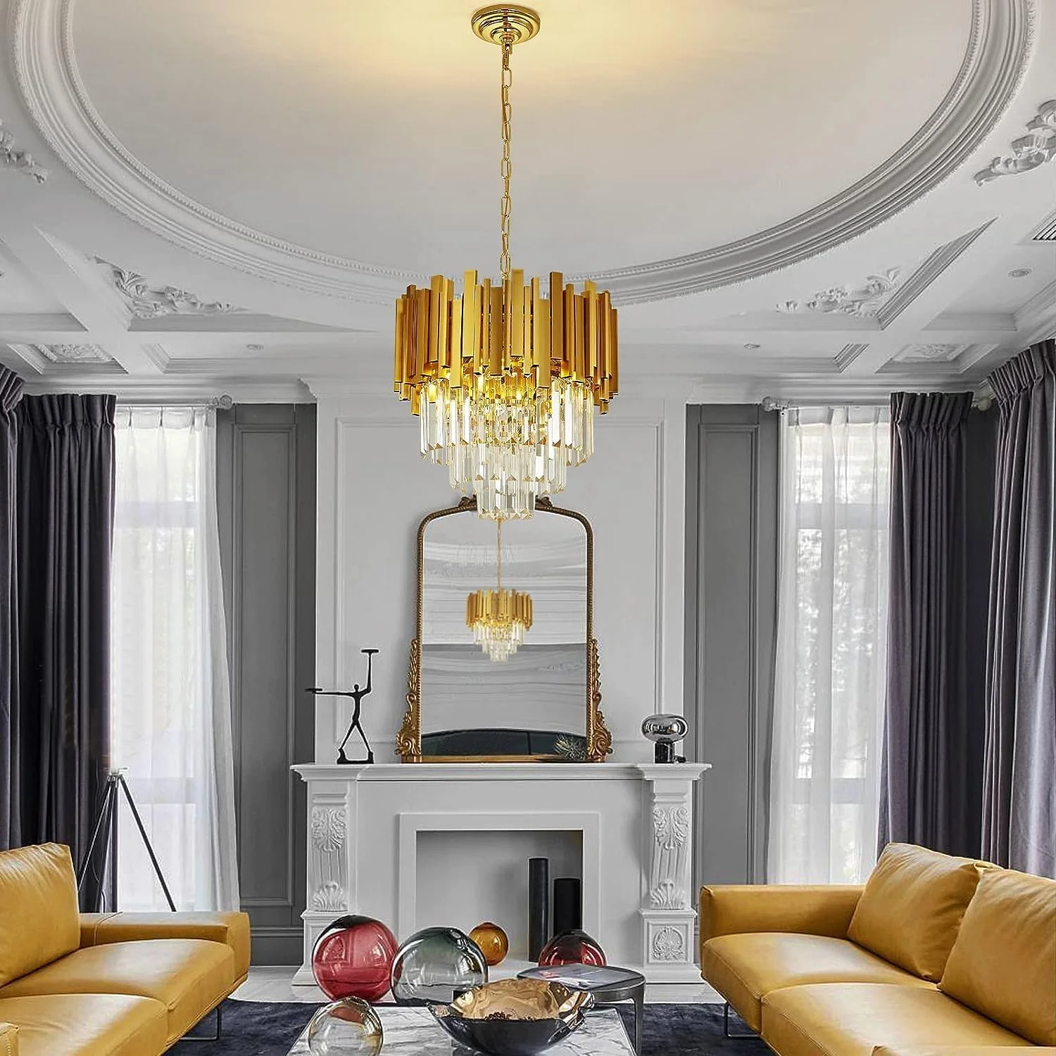 لوستر کریستالی HUA QIANG WANG مدرن 3 طبقه، چراغ سقفی روکار طرح قطره باران 15.7 اینچ، لوستر کریستالی طلایی آویز مناسب اتاق ناهارخوری، اتاق نشیمن، اتاق خواب (لامپ شامل نمی شود) لوستر کریستالی HUA QIANG WANG مدرن 3 طبقه، چراغ سقفی روکار طرح قطره باران 15.7 اینچ، لوستر کریستالی طلایی آویز مناسب اتاق ناهارخوری، اتاق نشیمن، اتاق خواب (لامپ شامل نمی شود)