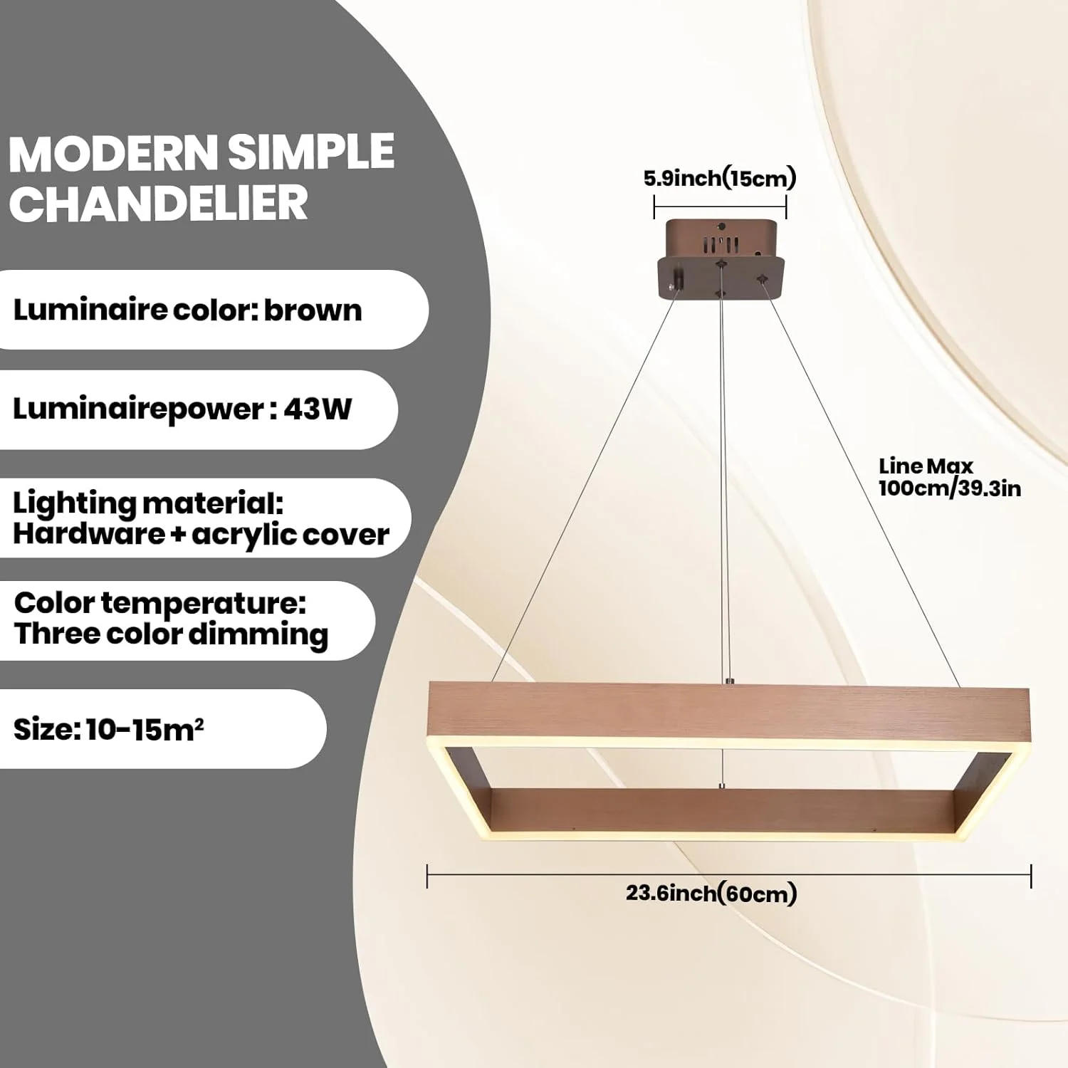 لوستر ال ای دی مدرن YATAI LIGHTING، لوستر مربعی شکل یک حلقه ای دیمر شونده با کنترل از راه دور برای اتاق نشیمن، اتاق غذاخوری، اتاق خواب، راهرو، چراغ آویز سقفی ال ای دی اتاق نشیمن با سقف بلند لوستر ال ای دی مدرن YATAI LIGHTING، لوستر مربعی شکل یک حلقه ای دیمر شونده با کنترل از راه دور برای اتاق نشیمن، اتاق غذاخوری، اتاق خواب، راهرو، چراغ آویز سقفی ال ای دی اتاق نشیمن با سقف بلند