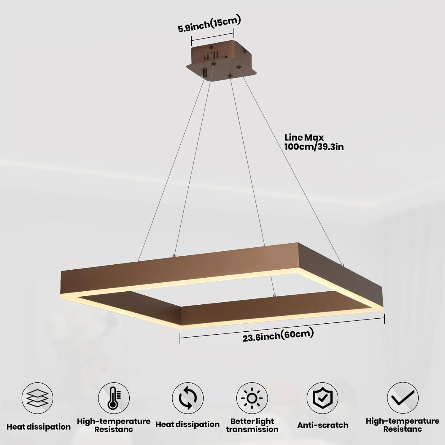 لوستر ال ای دی مدرن YATAI LIGHTING، لوستر مربعی شکل یک حلقه ای دیمر شونده با کنترل از راه دور برای اتاق نشیمن، اتاق غذاخوری، اتاق خواب، راهرو، چراغ آویز سقفی ال ای دی اتاق نشیمن با سقف بلند لوستر ال ای دی مدرن YATAI LIGHTING، لوستر مربعی شکل یک حلقه ای دیمر شونده با کنترل از راه دور برای اتاق نشیمن، اتاق غذاخوری، اتاق خواب، راهرو، چراغ آویز سقفی ال ای دی اتاق نشیمن با سقف بلند