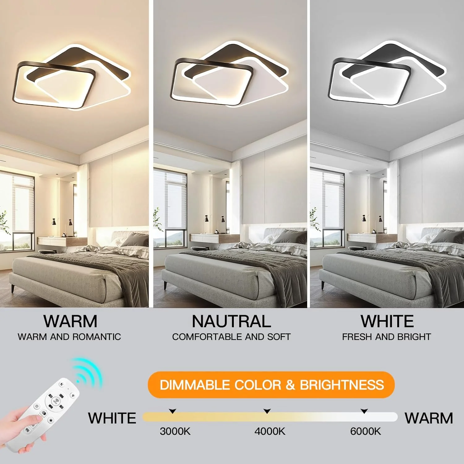 چراغ سقفی ال ای دی مدرن YATAI LIGHTING مناسب اتاق خواب، چراغ های سقفی مربع سفید و مشکی برای اتاق نشیمن، آشپزخانه، اتاق غذاخوری، مطالعه، چراغ سقفی اکریلیک دیمر پذیر (35073) چراغ سقفی ال ای دی مدرن YATAI LIGHTING مناسب اتاق خواب، چراغ های سقفی مربع سفید و مشکی برای اتاق نشیمن، آشپزخانه، اتاق غذاخوری، مطالعه، چراغ سقفی اکریلیک دیمر پذیر (35073)