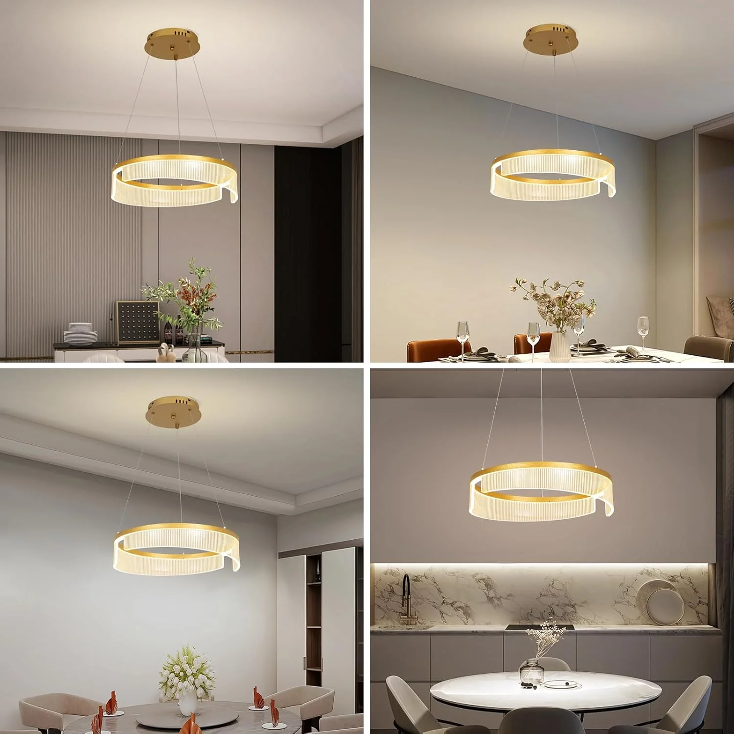 لوستر مدرن LED یاتای، لوستر مدرن LED حلقه دوتایی - روکش طلایی، ارتفاع قابل تنظیم، کم نور شونده، ایده آل برای اتاق های غذاخوری، اتاق های نشیمن و جزیره آشپزخانه (B-1Ring) لوستر مدرن LED یاتای، لوستر مدرن LED حلقه دوتایی - روکش طلایی، ارتفاع قابل تنظیم، کم نور شونده، ایده آل برای اتاق های غذاخوری، اتاق های نشیمن و جزیره آشپزخانه (B-1Ring)