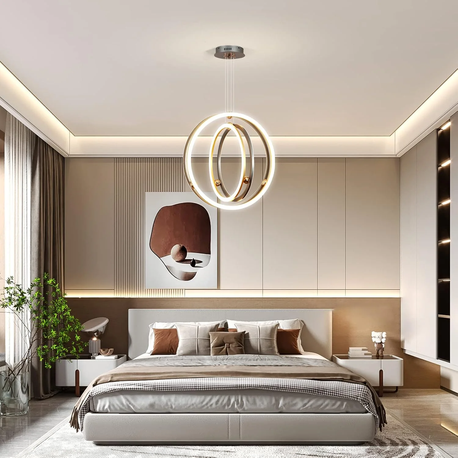 لوستر ال ای دی مدرن YATAI - ارتفاع قابل تنظیم، دیمر دار، لوستر گرد معاصر برای اتاق نشیمن، ناهارخوری و اتاق خواب - مناسب برای فضاهای 10-12 متر مربع، 104 وات لوستر ال ای دی مدرن YATAI - ارتفاع قابل تنظیم، دیمر دار، لوستر گرد معاصر برای اتاق نشیمن، ناهارخوری و اتاق خواب - مناسب برای فضاهای 10-12 متر مربع، 104 وات