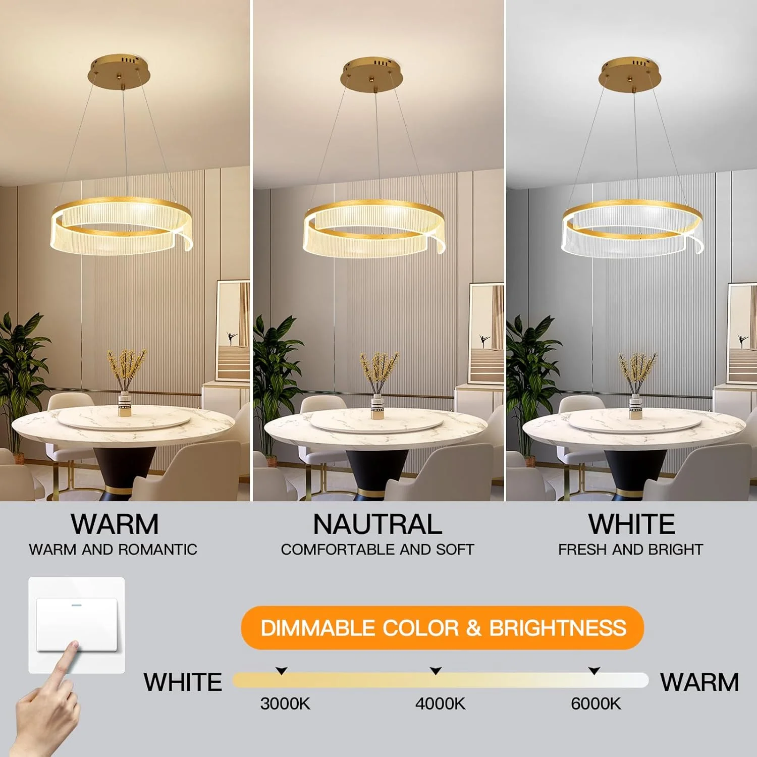 لوستر مدرن LED یاتای، لوستر مدرن LED حلقه دوتایی - روکش طلایی، ارتفاع قابل تنظیم، کم نور شونده، ایده آل برای اتاق های غذاخوری، اتاق های نشیمن و جزیره آشپزخانه (B-1Ring) لوستر مدرن LED یاتای، لوستر مدرن LED حلقه دوتایی - روکش طلایی، ارتفاع قابل تنظیم، کم نور شونده، ایده آل برای اتاق های غذاخوری، اتاق های نشیمن و جزیره آشپزخانه (B-1Ring)