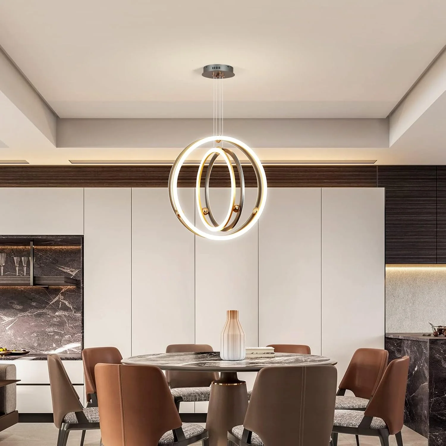 لوستر ال ای دی مدرن YATAI - ارتفاع قابل تنظیم، دیمر دار، لوستر گرد معاصر برای اتاق نشیمن، ناهارخوری و اتاق خواب - مناسب برای فضاهای 10-12 متر مربع، 104 وات لوستر ال ای دی مدرن YATAI - ارتفاع قابل تنظیم، دیمر دار، لوستر گرد معاصر برای اتاق نشیمن، ناهارخوری و اتاق خواب - مناسب برای فضاهای 10-12 متر مربع، 104 وات