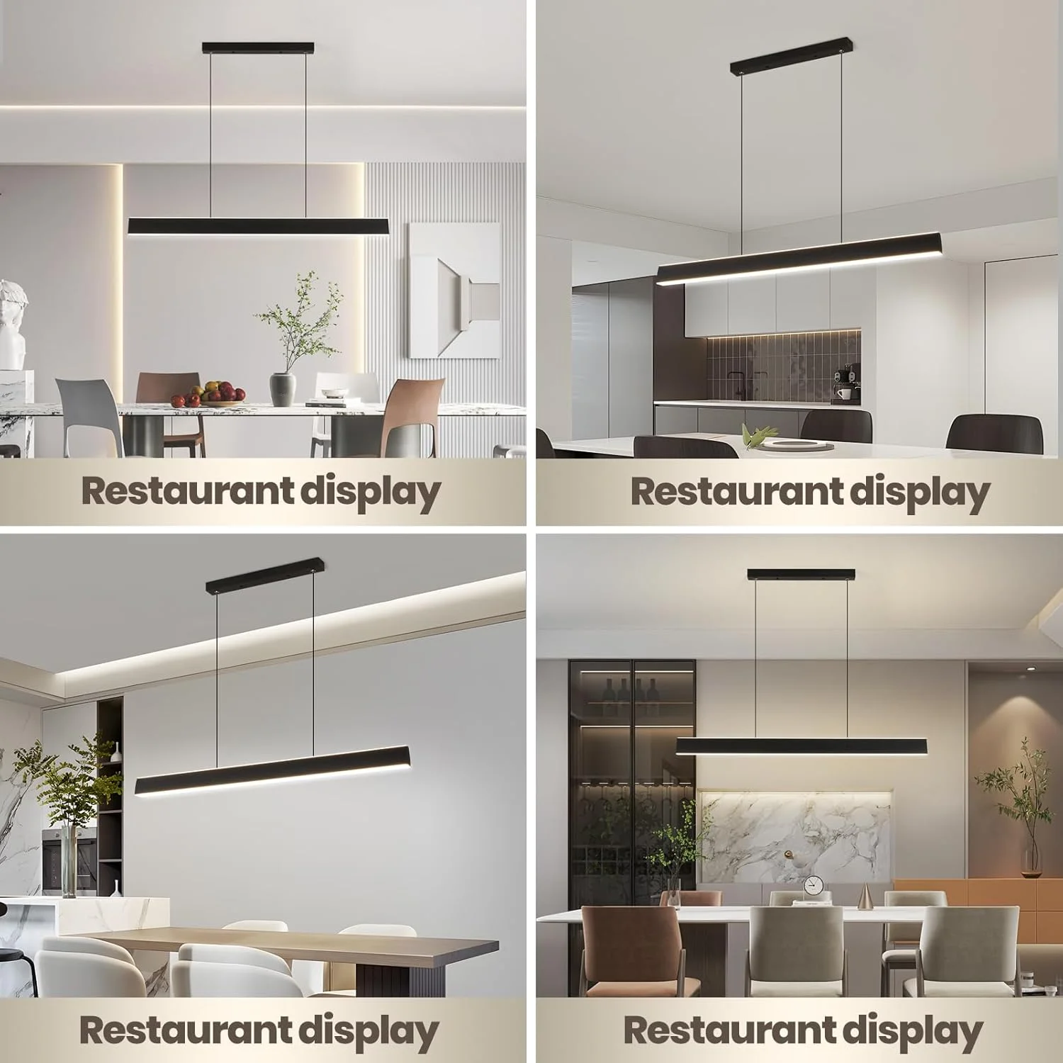 لوستر خطی مدرن ال ای دی YATAI، چراغ آویز مشکی 48 وات، طول 120 سانتی متر، دیمر دار با ریموت، سه رنگ نور، سیم قابل تنظیم، برای اتاق غذاخوری، جزیره آشپزخانه، اتاق نشیمن