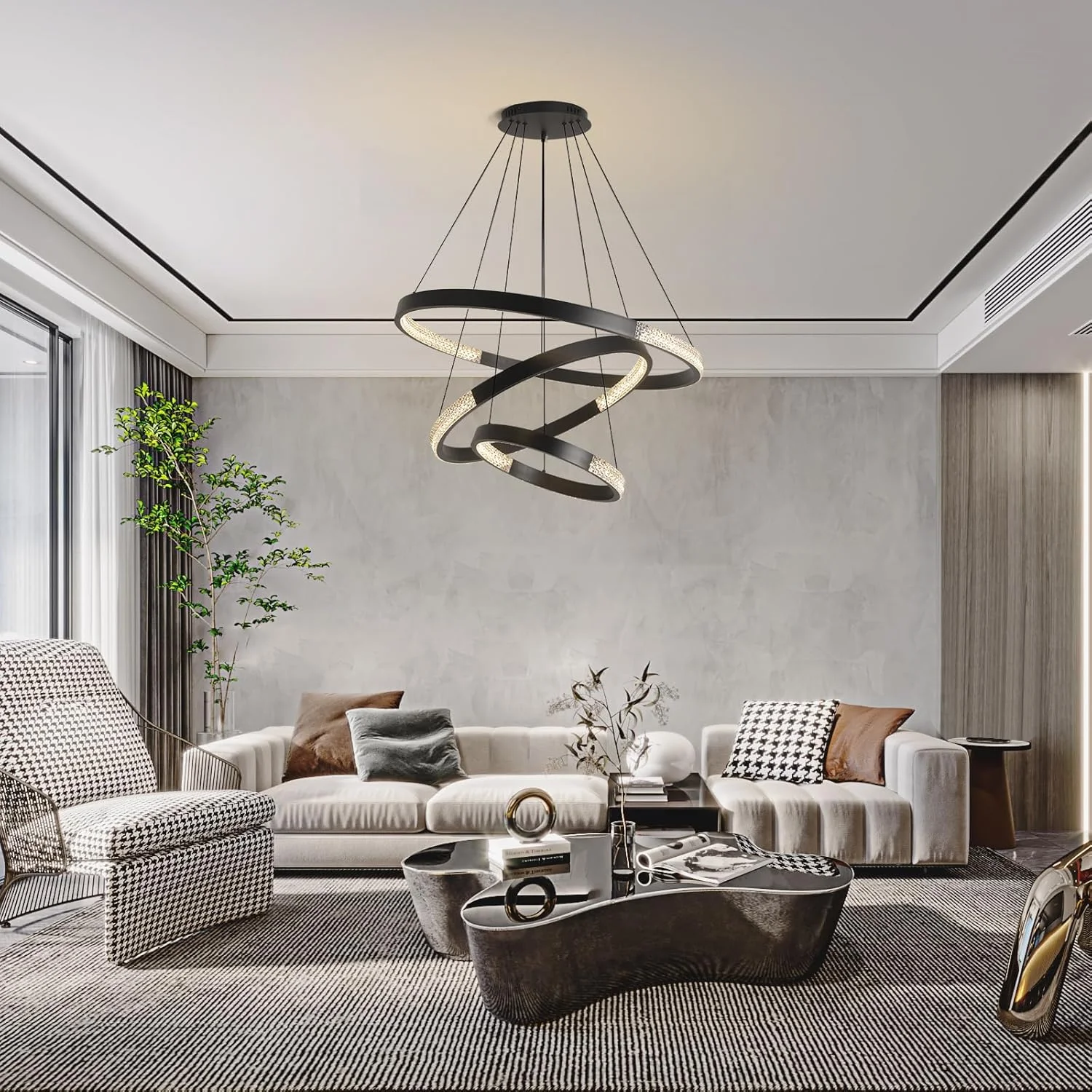 لوستر ال ای دی گرد مدرن YATAI، دیمر پذیر با کنترل از راه دور. چراغ لوستر مشکی با ارتفاع قابل تنظیم برای اتاق ناهارخوری، اتاق خواب و جزیره آشپزخانه، 102 وات، 3000K-6000K لوستر ال ای دی گرد مدرن YATAI، دیمر پذیر با کنترل از راه دور. چراغ لوستر مشکی با ارتفاع قابل تنظیم برای اتاق ناهارخوری، اتاق خواب و جزیره آشپزخانه، 102 وات، 3000K-6000K