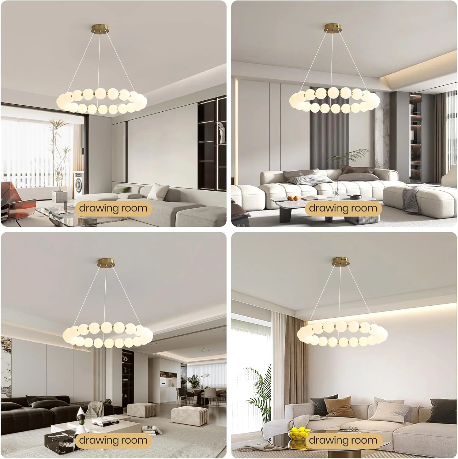 لوستر مدرن LED یاتای، چراغ آویز گرد LED دیمر شونده با ارتفاع قابل تنظیم، روشنایی 30 واتی گوی های مات آکریلیک با کنترل از راه دور برای اتاق ناهارخوری، اتاق نشیمن، راهرو و اتاق مطالعه