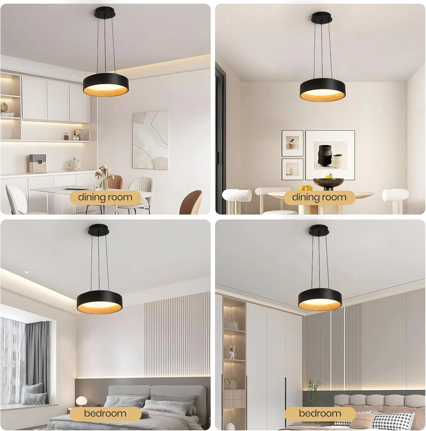 لوستر مدرن LED گرد مشکی YATAI، چراغ سقفی 24 وات دیمر شونده، لوستر با ارتفاع قابل تنظیم با کنترل از راه دور، ایده آل برای اتاق خواب، اتاق غذاخوری و اتاق نشیمن لوستر مدرن LED گرد مشکی YATAI، چراغ سقفی 24 وات دیمر شونده، لوستر با ارتفاع قابل تنظیم با کنترل از راه دور، ایده آل برای اتاق خواب، اتاق غذاخوری و اتاق نشیمن